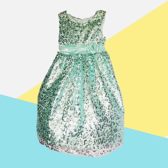 girls green sequin dress